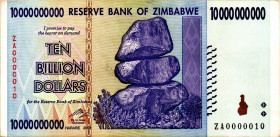 ZIMBABWE $10 Billion Dollars 2008 LOWEST KNOWN FOR TYPE ZA0000010 Replacement AU
Another very rare low serial number and replacement note. Number 10,...