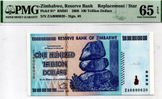ZIMBABWE $100 Trillion Dollars 2008 LOWEST KNOWN FOR TYPE ZA0000020 Replacement 65 EPQ PMG RRRRR!
The King of the auction! An absolute heart-breaker....