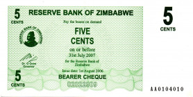 ZIMBABWE $0.05 Cents 2006 RADAR AA0104010 UNC