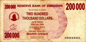 ZIMBABWE $200.000 2007 Semi SEMI SOLID AB4444431 VF