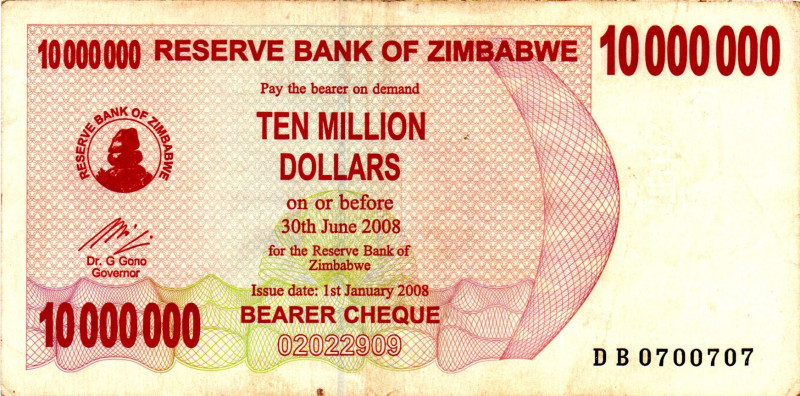 ZIMBABWE $10.000.000 2007 DB0700707 XF