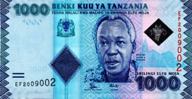 TANZANIA 1000 Shillings 2010 RADAR EF2009002 UNC
