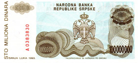 BOSNIA 100.000.000 Dinara 1993 RADAR A0383830 UNC