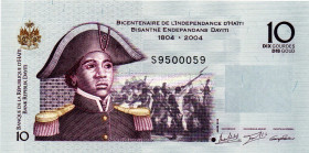 HAITI 10 Gourdes 1804-2004 Commemorative RADAR S9500059 UNC