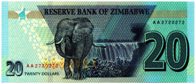 ZIMBABWE $20 Dollars 2020 RADAR AA2720272 UNC