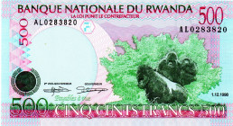 RWANDA 500 Francs 1998 RADAR 0283820 UNC