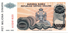 SERBIA 5.000.000 Dinara 1993 RADAR 0261620 UNC
