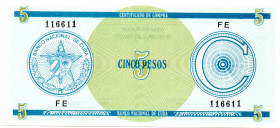 CUBA 5 Pesos 1989 RADAR 116611 UNC