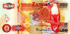 ZAMBIA 50 KWACHA 2007 7007777 UNC