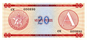 CUBA 20 Pesos 1988 THREE DIGITS LOW SERIAL 000890 UNC