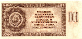 YUGOSLAVIA 1000 Dinara 1950 BACK PROOF UNC Rare