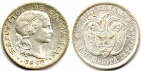 COLOMBIA 10 Centavos 1897 AU/UNC