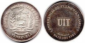 VENEZUELA Convention UIT in Nairobi 1982 1000 Fine Silver 15 Grams UNC Rare