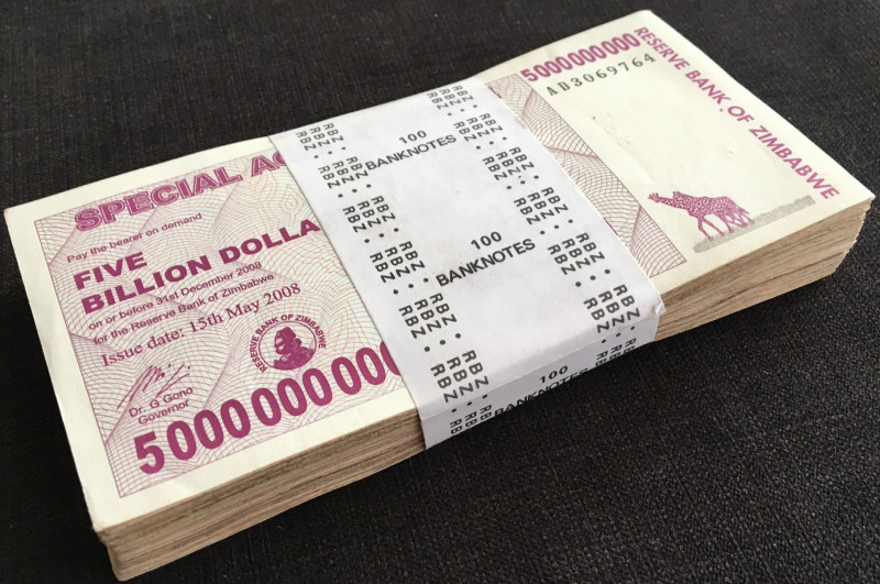 ZIMBABWE Bundle (100 Notes) $5 Billion Dollars 2008 Agro Checks VF XF AU
Stock ...