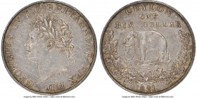 British Colony. George IV Rixdollar 1821 AU Details (Reverse Scratched) NGC, KM84, Prid-82. Graphite and golden brown toning. 

HID09801242017

© ...