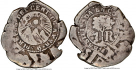 Republic Counterstamped Real ND (1841/2) Fair 2 NGC, KM-Unl. (unlisted host type). Type I (C/S VF Weak) countermark upon a Peru Real ND. 2.80gm. 

H...
