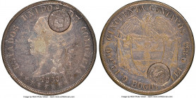 Republic Counterstamped 50 Centavos ND (1879) XF Details (Cleaned) NGC, KM134.1. Type VIII (not T7 as labeled) Counterstamp (AU Strong) Colombia Repub...