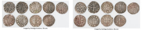 Principality of Antioch 9-Piece Lot of Uncertified Bohemond Era "Helmet" Deniers ND (1163-1201) VF Average size 17.8mm. Average weight 0.94gm. Sold as...