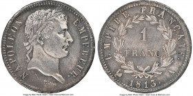 Napoleon Franc 1813-A MS63 NGC, Paris mint, KM692.1. Laureate head of Napoleon as Emperor. Argent surfaces embellished with a lovely blue-gray tone an...