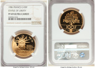 Republic gold Proof 100 Francs 1986 PR69 Ultra Cameo NGC, KM960b. France 100th anniversary of their gift of the Statue of Liberty to the United States...