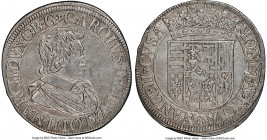 Lorraine. Karl III Teston 1627 AU58 NGC, Badenweiler mint, KM45. Remnants of luster lightly appearing from beneath a coat of blush tinted gray tone. 2...