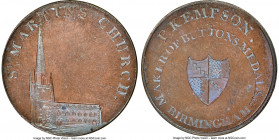 Warwickshire. Kempson's copper 1/2 Penny Token ND (1790's) MS65 Brown NGC, D&H-154. Edge: Plain. ST. MARTIN'S CHURCH. Cathedral / P. KEMPSON / MAKER O...