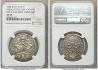 Papal States. Sede Vacante Testone MDCC (1700) XF45 NGC, Rome mint, KM646. Holy year dove flying left. One year type. 

HID09801242017

© 2020 Her...