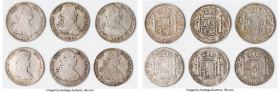 6-Piece Lot of Uncertified Assorted 8 Reales, 1) Charles IV 8 Reales 1793 Mo-FM - XF (Edge Dings), KM109. 38.3mm. 26.71gm 2) Charles IV 8 Reales 1796 ...