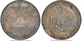 Republic 8 Reales 1894 Ca-MM MS63 NGC, Chihuahua mint, KM377.2, DP-Ca77. Charming tone pattern with shades of peach, orange, yellow and blue. 

HID0...