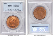 Estado de Zacetecas bronze Pattern 2 Centavos 1890 MS64 Red and Brown PCGS, KMX-NC20. Privately struck by L. Chr. Lauer in Nurnberg.

HID09801242017...