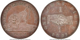 British Colony. Sierra Leone Company bronze Proof Cent 1791 PR64 Brown NGC, Soho mint, KM1. Mintage: 400. Dark cognac brown with glossy surfaces. 

...