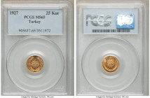Republic gold 25 Kurush 1927 MS65 PCGS, KM840. 

HID09801242017

© 2020 Heritage Auctions | All Rights Reserved
