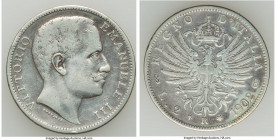 Pair of Uncertified Assorted Issues, 1) Italy: Vittorio Emanuele III 2 Lire 1902-R - Fine, KM33. 27.0mm. 9.80gm 2) German States: Prussia. Friedrich I...