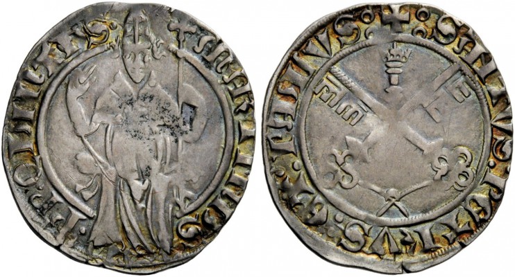 Avignone. Martino V (Oddone Colonna), 1417-1431. Grosso, AR 1,92 g. MARTINVS PP ...