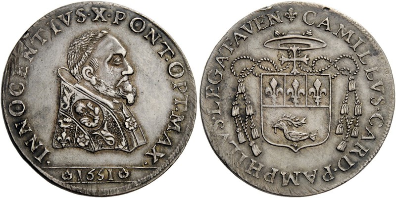 Avignone. Innocenzo X (Giovanni Battista Pamphilj), 1644-1655. Scudo 1651, AR 27...