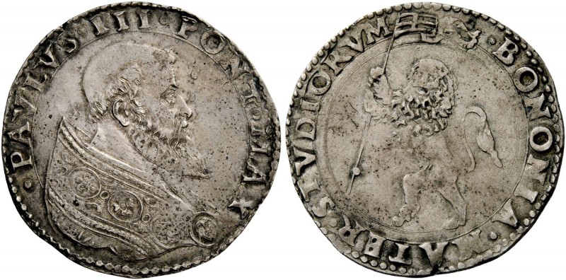 Bologna. (§) Paolo III (Alessandro Farnese), 1534-1549. Bianco, AR 5,43 g. PAVLV...