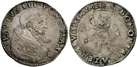 Bologna. (§) Paolo III (Alessandro Farnese), 1534-1549. Bianco, AR 5,43 g. PAVLVS·III·PONT·MAX Busto a d. con piviale. Rv. BONONIA MATER STVDIORVM Leo...