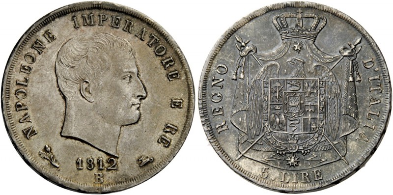 Bologna. Napoleone I re d’Italia, 1805-1814. Da 5 lire 1812. Pagani 51. Chimient...