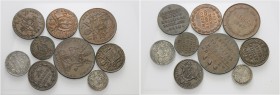 Bologna. (§) Lotto di nove monete. Pio VII, 1800-1823. Baiocco anno XVI/1816. Pagani. 99. Chimienti 1251. Mezzo baiocco anno XVII/1816. Pagani 102. Ch...