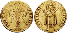 Firenze. Fiorino stretto IV serie, 1267-1303, AV 3,51 g. FLOR – ENTIA Giglio. Rv. + S IOHA – NNE S. Giovanni con nimbo perlato, stante di fronte e ben...