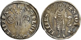 Firenze. Fiorino grosso da soldi 2, provisione del 3 ottobre 1296, AR 1,83 g. + FLOR – ENTIA Giglio. Rv. + S IOHA – NNES S. Giovanni stante di fronte,...