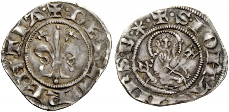 Firenze. Fiorino grosso da denari 6 o grossetto 1315-1324, AR 0,76 g. + DE FLORE...