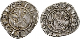 Firenze. Fiorino grosso da denari 6 o grossetto 1315-1324, AR 0,76 g. + DE FLORENTIA Giglio. Rv. + S IOHANNES B * Mezza figura di fronte di S. Giovann...