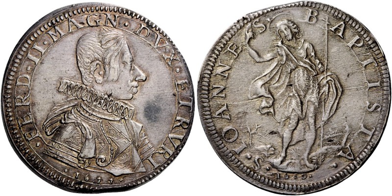 Firenze. Ferdinando II de’Medici 1621-1670. Piastra 1633, AR 32,65 g. FERD II MA...