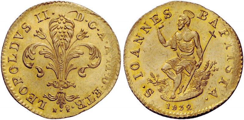 Firenze. Leopoldo II di Lorena, 1824-1859. Zecchino o fiorino 1832. Pagani 104. ...