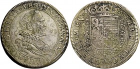 Guastalla. Ferrante II Gonzaga, 1575-1630. II periodo: conte, 1618-1621. Tallero 1619, AR 28,32 g. FERDINANDVS • GONZ – AGA·CAESARIS·FILIVS Busto cora...