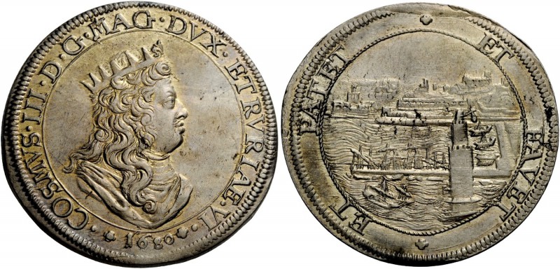 Livorno. Cosimo III de’Medici, 1670-1723. Tollero 1680, AR 26,92 g. COSMVS III D...