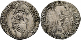 Macerata. Innocenzo VIII (Giovanni Battista Cybo), 1484-1492. Grosso, AR 3,41 g. INNOCEN – TIVS PP VIII Stemma sormontato da triregno e chiavi decussa...