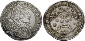 Mantova. Carlo I Gonzaga-Nevers, 1627 - 1637. Ducatone 1628, AR 31,81 g. CAROLVS I D G DVX MAN ET M F ET C Busto corazzato a d., con mantello, collare...