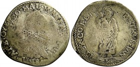 Massa di Lunigiana. II periodo: principe, 1568-1623. Da 4 cervie 1618, AR 6,01 g. ALB CYBO MAL MASSAE P I Busto a d., corazzato e con collare; sotto: ...